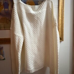 Heritage Off-the-Shoulder Cream Knit Sweater